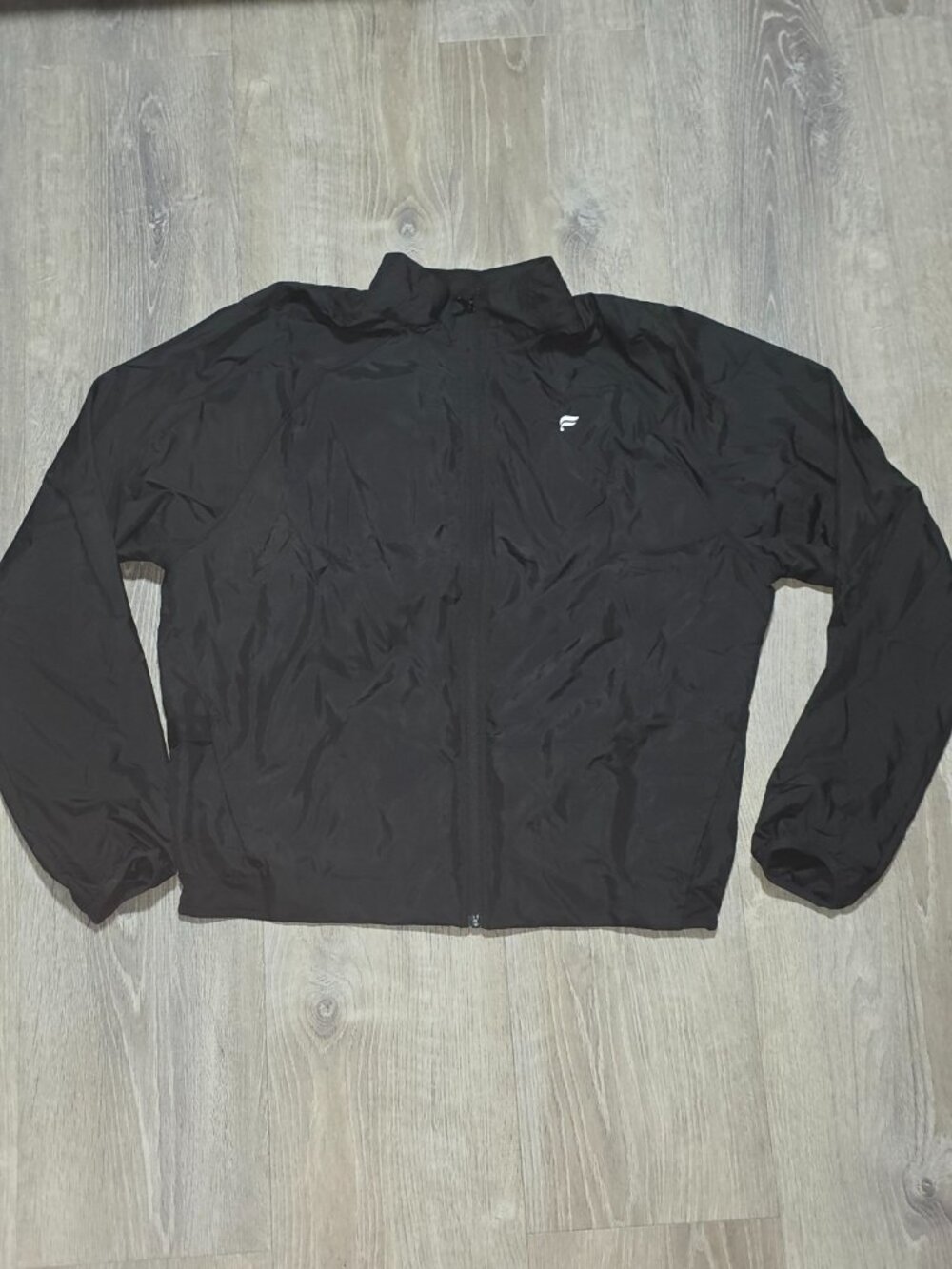 Fabletics Mens Interval Jacket Large Black Full Zip Windbreaker Athletic Running